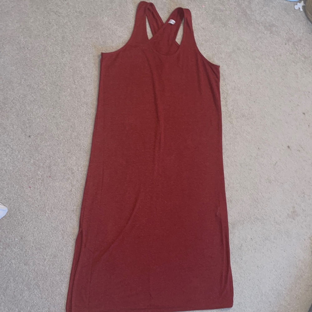 Burnt orange midi dress